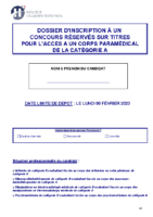 DOSSIER INSCRIPTION – CONCOURS RÉSERVÉ CAT. A