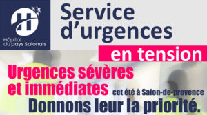 Affiche service d'urgences en tension. Donnons la priorité aux urgences sévères et immédiates.