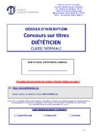 DOSSIER INSCRIPTION CONCOURS SUR TITRE DIETETICIEN 2024